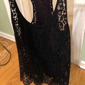 NWOT Joie Lace black top, w/ black tank attached